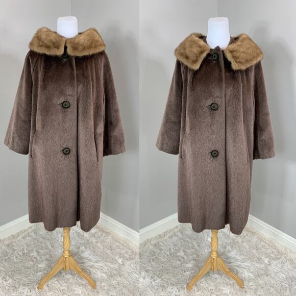 Vintage 50s 60s Coat Mohair Fur MidCentury Mod Rockabilly PinUp Punk Alt Winter - Picture 2 of 8